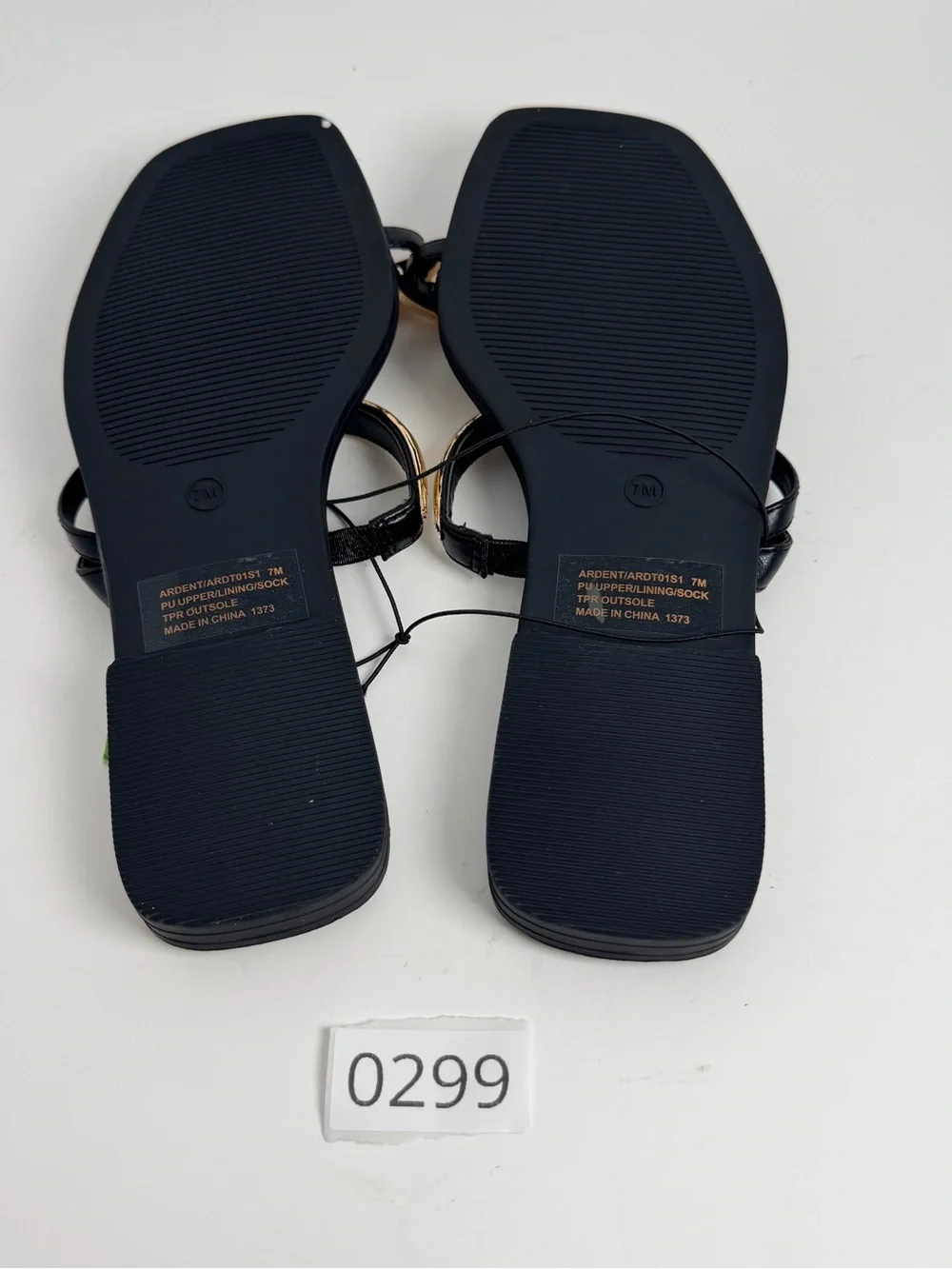 Steve Madden Black Sandal with Gold Metal Hoop and Toe Ring